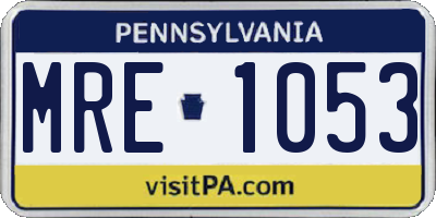 PA license plate MRE1053