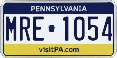 PA license plate MRE1054