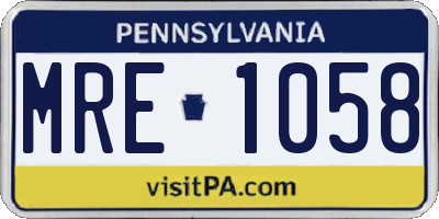PA license plate MRE1058