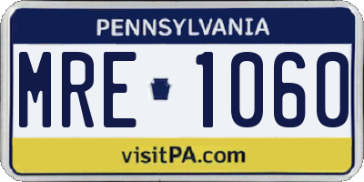 PA license plate MRE1060