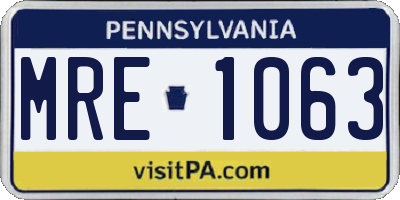 PA license plate MRE1063
