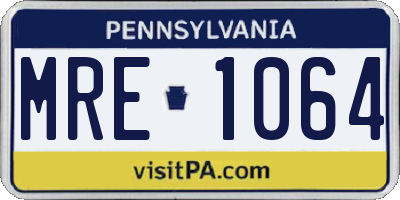 PA license plate MRE1064