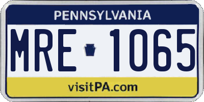 PA license plate MRE1065
