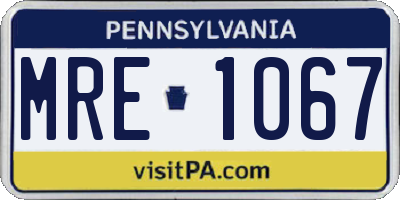 PA license plate MRE1067