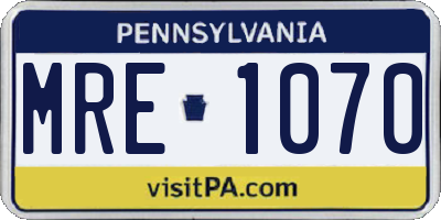 PA license plate MRE1070