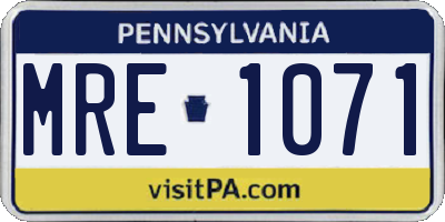 PA license plate MRE1071