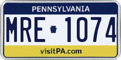 PA license plate MRE1074