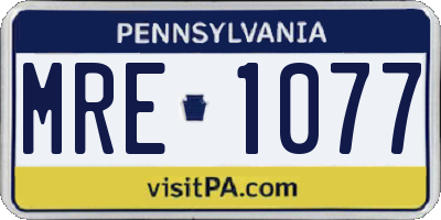 PA license plate MRE1077