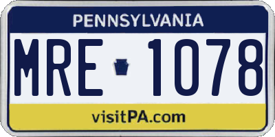 PA license plate MRE1078