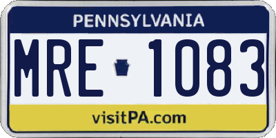 PA license plate MRE1083