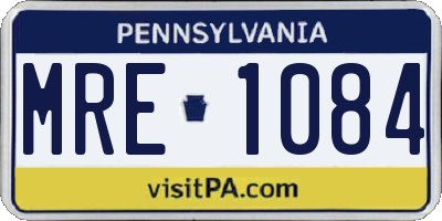 PA license plate MRE1084