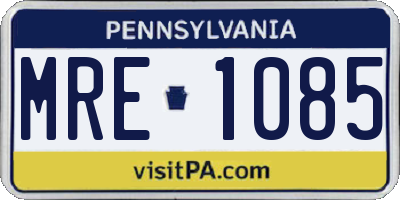 PA license plate MRE1085