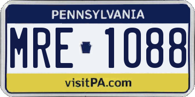 PA license plate MRE1088