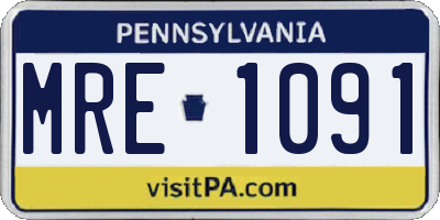PA license plate MRE1091