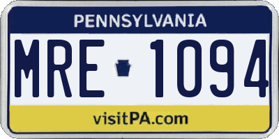 PA license plate MRE1094