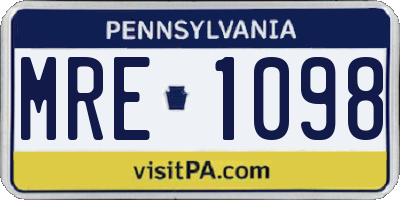PA license plate MRE1098