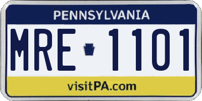 PA license plate MRE1101