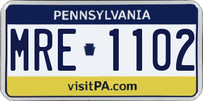 PA license plate MRE1102