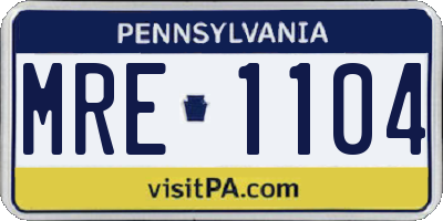 PA license plate MRE1104