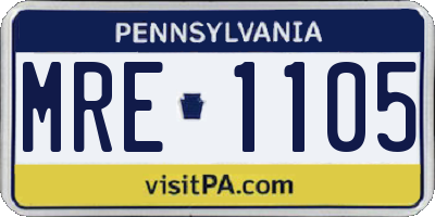 PA license plate MRE1105