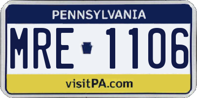 PA license plate MRE1106
