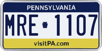 PA license plate MRE1107