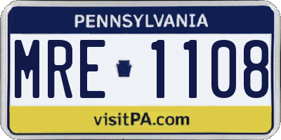 PA license plate MRE1108