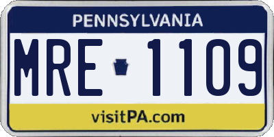 PA license plate MRE1109
