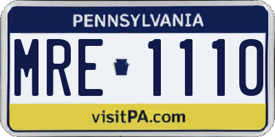 PA license plate MRE1110