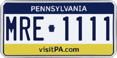 PA license plate MRE1111