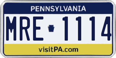 PA license plate MRE1114