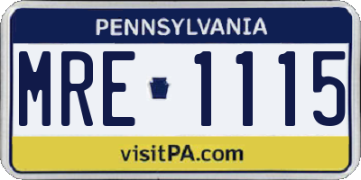 PA license plate MRE1115
