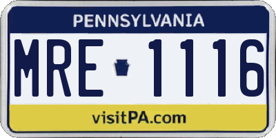 PA license plate MRE1116
