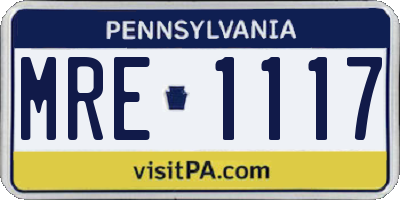 PA license plate MRE1117