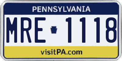 PA license plate MRE1118