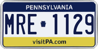 PA license plate MRE1129