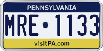 PA license plate MRE1133