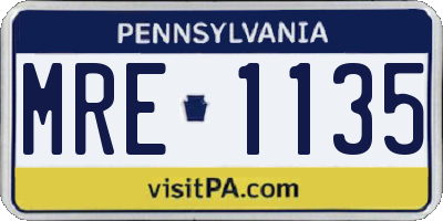 PA license plate MRE1135