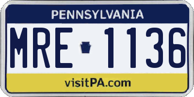 PA license plate MRE1136