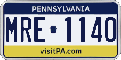 PA license plate MRE1140