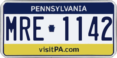 PA license plate MRE1142