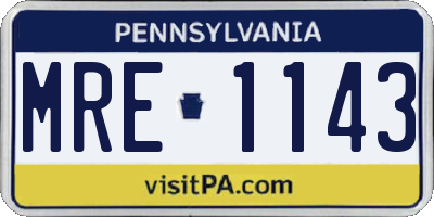 PA license plate MRE1143