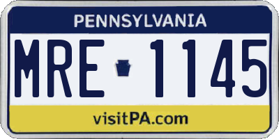PA license plate MRE1145