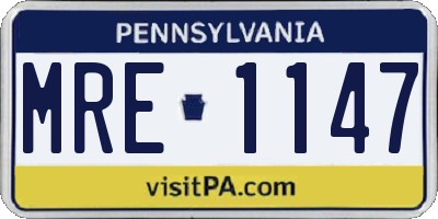 PA license plate MRE1147