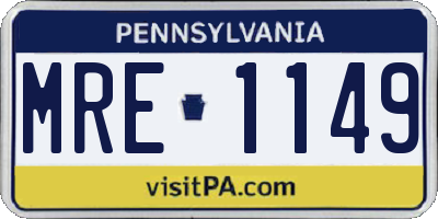 PA license plate MRE1149