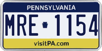 PA license plate MRE1154