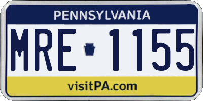 PA license plate MRE1155