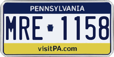 PA license plate MRE1158