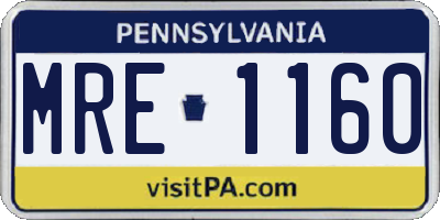 PA license plate MRE1160