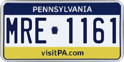 PA license plate MRE1161